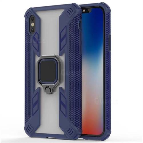 Predator Armor Metal Ring Grip Shockproof Dual Layer Rugged Hard Cover for iPhone XS Max (6.5 inch) - Blue