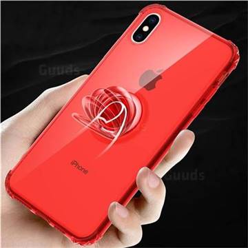 Anti-fall Invisible Press Bounce Ring Holder Phone Cover for iPhone XS Max (6.5 inch) - Noble Red