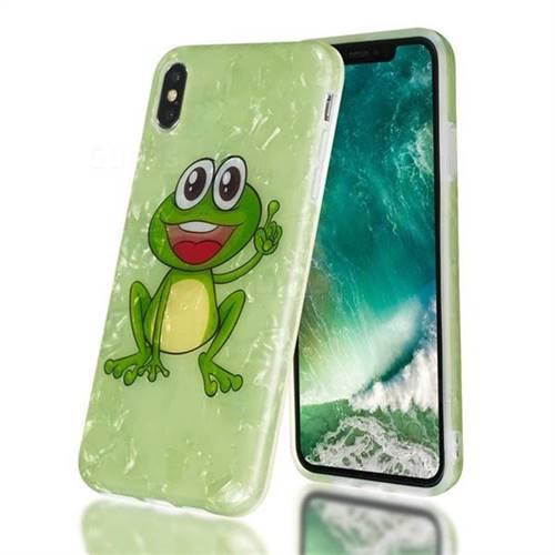 Smile Frog Shell Pattern Clear Bumper Glossy Rubber Silicone Phone Case for iPhone XS Max (6.5 inch)