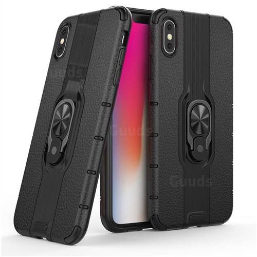 Alita Battle Angel Armor Metal Ring Grip Shockproof Dual Layer Rugged Hard Cover for iPhone XS Max (6.5 inch) - Black