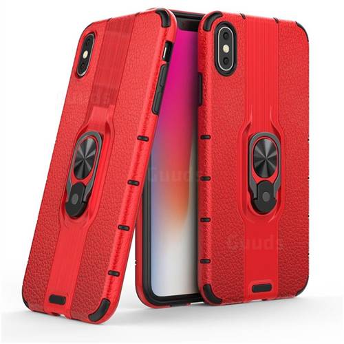 Alita Battle Angel Armor Metal Ring Grip Shockproof Dual Layer Rugged Hard Cover for iPhone XS Max (6.5 inch) - Red