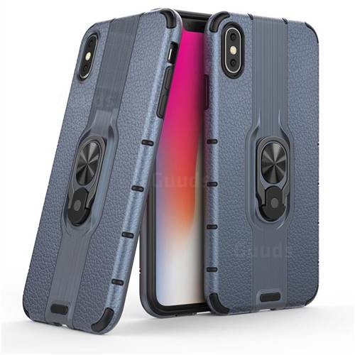 Alita Battle Angel Armor Metal Ring Grip Shockproof Dual Layer Rugged Hard Cover for iPhone XS Max (6.5 inch) - Blue