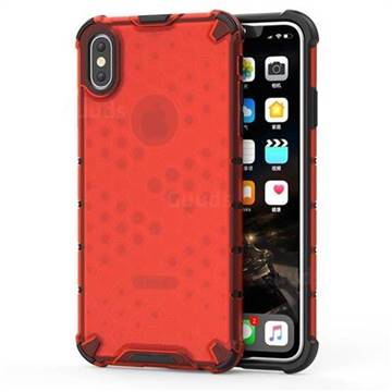 Honeycomb TPU + PC Hybrid Armor Shockproof Case Cover for iPhone XS Max (6.5 inch) - Red