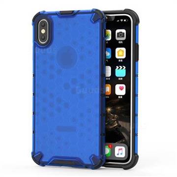 Honeycomb TPU + PC Hybrid Armor Shockproof Case Cover for iPhone XS Max (6.5 inch) - Blue