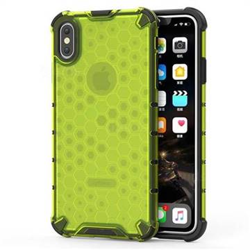 Honeycomb TPU + PC Hybrid Armor Shockproof Case Cover for iPhone XS Max (6.5 inch) - Green