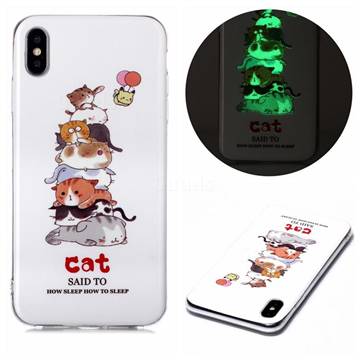 Cute Cat Noctilucent Soft TPU Back Cover for iPhone XS Max (6.5 inch)