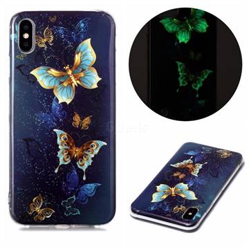 Golden Butterflies Noctilucent Soft TPU Back Cover for iPhone XS Max (6.5 inch)