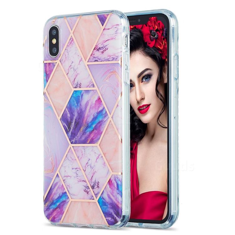 Purple Dream Marble Pattern Galvanized Electroplating Protective Case Cover for iPhone XS Max (6.5 inch)