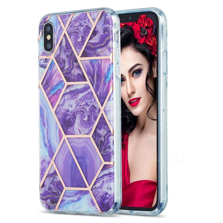 Purple Gagic Marble Pattern Galvanized Electroplating Protective Case Cover for iPhone XS Max (6.5 inch)
