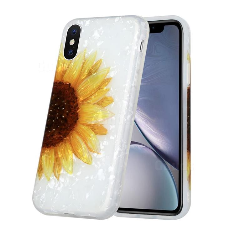 Face Sunflower Shell Pattern Glossy Rubber Silicone Protective Case Cover for iPhone XS Max (6.5 inch)