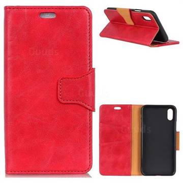 MURREN Luxury Crazy Horse PU Leather Wallet Phone Case for iPhone XS Max (6.5 inch) - Red