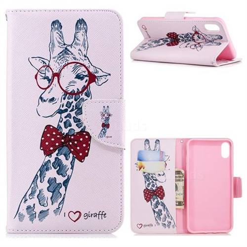 Glasses Giraffe Leather Wallet Case for iPhone XS Max (6.5 inch)