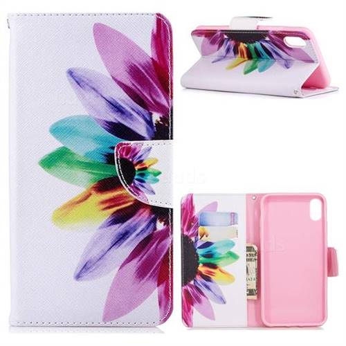 Seven-color Flowers Leather Wallet Case for iPhone XS Max (6.5 inch)
