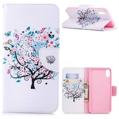 Colorful Tree Leather Wallet Case for iPhone XS Max (6.5 inch)