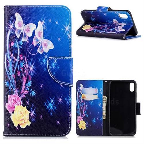 Yellow Flower Butterfly Leather Wallet Case for iPhone XS Max (6.5 inch)