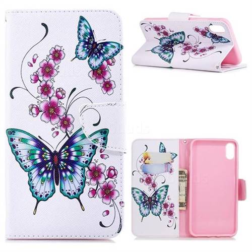 Peach Butterflies Leather Wallet Case for iPhone XS Max (6.5 inch)