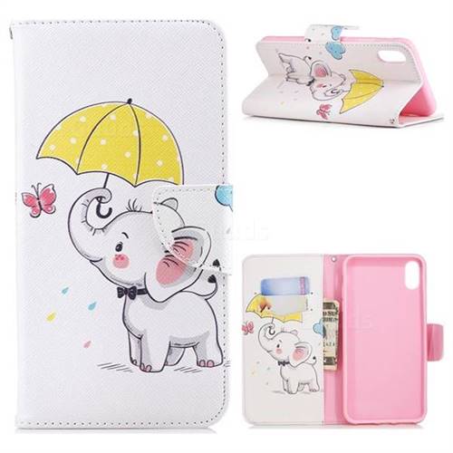 Umbrella Elephant Leather Wallet Case for iPhone XS Max (6.5 inch)
