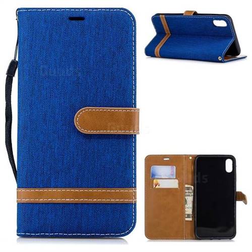 Jeans Cowboy Denim Leather Wallet Case for iPhone XS Max (6.5 inch) - Sapphire
