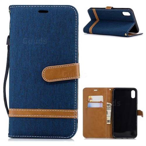 Jeans Cowboy Denim Leather Wallet Case for iPhone XS Max (6.5 inch) - Dark Blue