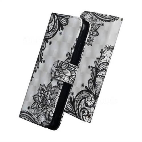 Black Lace Flower 3D Painted Leather Wallet Case for iPhone XS Max (6.5 inch)