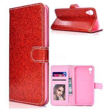 Glitter Shine Leather Wallet Phone Case for iPhone XS Max (6.5 inch) - Red