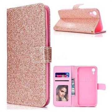 Glitter Shine Leather Wallet Phone Case for iPhone XS Max (6.5 inch) - Rose Gold