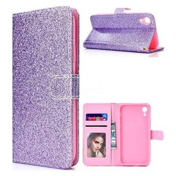 Glitter Shine Leather Wallet Phone Case for iPhone XS Max (6.5 inch) - Purple