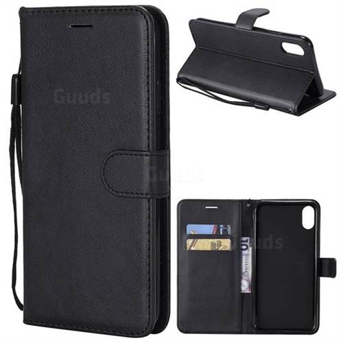 Retro Greek Classic Smooth PU Leather Wallet Phone Case for iPhone XS Max (6.5 inch) - Black