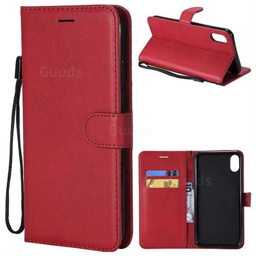 Retro Greek Classic Smooth PU Leather Wallet Phone Case for iPhone XS Max (6.5 inch) - Red