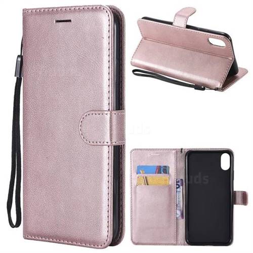 Retro Greek Classic Smooth PU Leather Wallet Phone Case for iPhone XS Max (6.5 inch) - Rose Gold