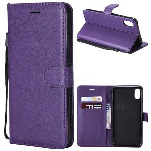 Retro Greek Classic Smooth PU Leather Wallet Phone Case for iPhone XS Max (6.5 inch) - Purple