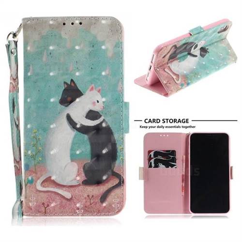 Black and White Cat 3D Painted Leather Wallet Phone Case for iPhone XS Max (6.5 inch)