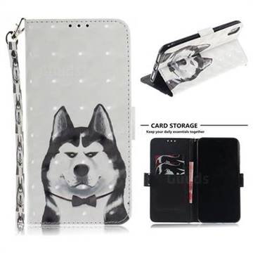 Husky Dog 3D Painted Leather Wallet Phone Case for iPhone XS Max (6.5 inch)
