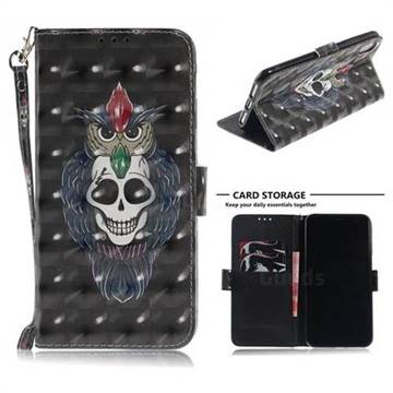Skull Cat 3D Painted Leather Wallet Phone Case for iPhone XS Max (6.5 inch)