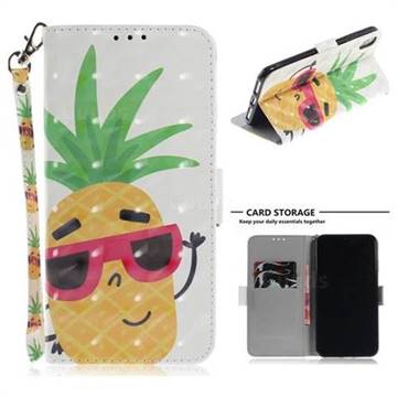 Pineapple Glasses 3D Painted Leather Wallet Phone Case for iPhone XS Max (6.5 inch)