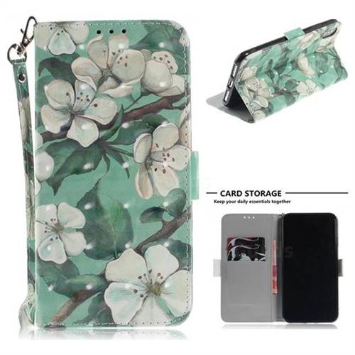 Watercolor Flower 3D Painted Leather Wallet Phone Case for iPhone XS Max (6.5 inch)