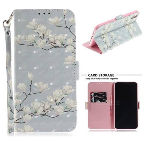 Magnolia Flower 3D Painted Leather Wallet Phone Case for iPhone XS Max (6.5 inch)