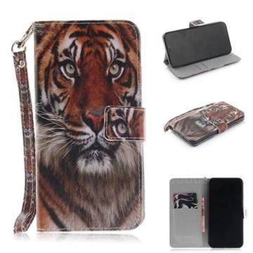 Siberian Tiger Hand Strap Leather Wallet Case for iPhone XS Max (6.5 inch)