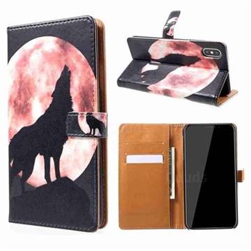 Moon Wolf Leather Wallet Case for iPhone XS Max (6.5 inch)