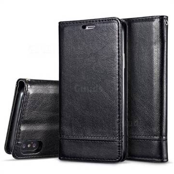 Magnetic Suck Stitching Slim Leather Wallet Case for iPhone XS Max (6.5 inch) - Black
