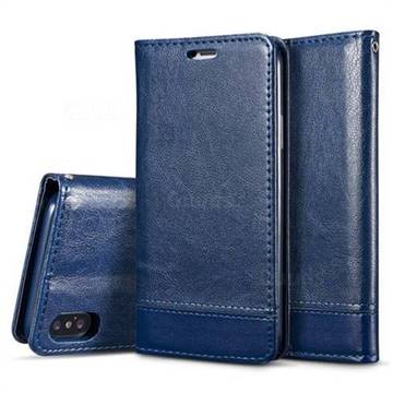 Magnetic Suck Stitching Slim Leather Wallet Case for iPhone XS Max (6.5 inch) - Sapphire