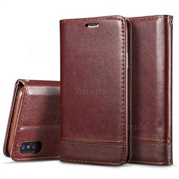 Magnetic Suck Stitching Slim Leather Wallet Case for iPhone XS Max (6.5 inch) - Brown