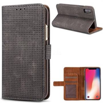 Luxury Vintage Mesh Monternet Leather Wallet Case for iPhone XS Max (6.5 inch) - Black