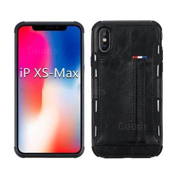 Luxury Shatter-resistant Leather Coated Card Phone Case for iPhone XS Max (6.5 inch) - Black