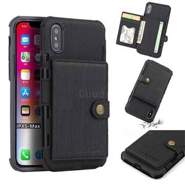 Brush Multi-function Leather Phone Case for iPhone XS Max (6.5 inch) - Black