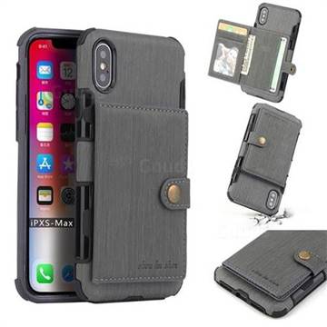 Brush Multi-function Leather Phone Case for iPhone XS Max (6.5 inch) - Gray