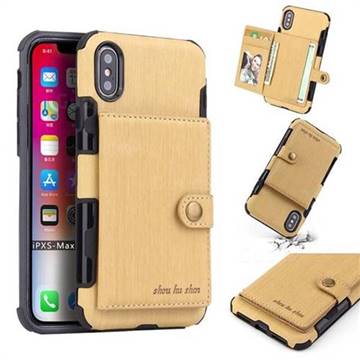 Brush Multi-function Leather Phone Case for iPhone XS Max (6.5 inch) - Golden