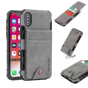 Woven Pattern Multi-function Leather Phone Case for iPhone XS Max (6.5 inch) - Gray