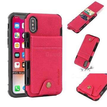 Woven Pattern Multi-function Leather Phone Case for iPhone XS Max (6.5 inch) - Red