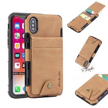 Woven Pattern Multi-function Leather Phone Case for iPhone XS Max (6.5 inch) - Golden